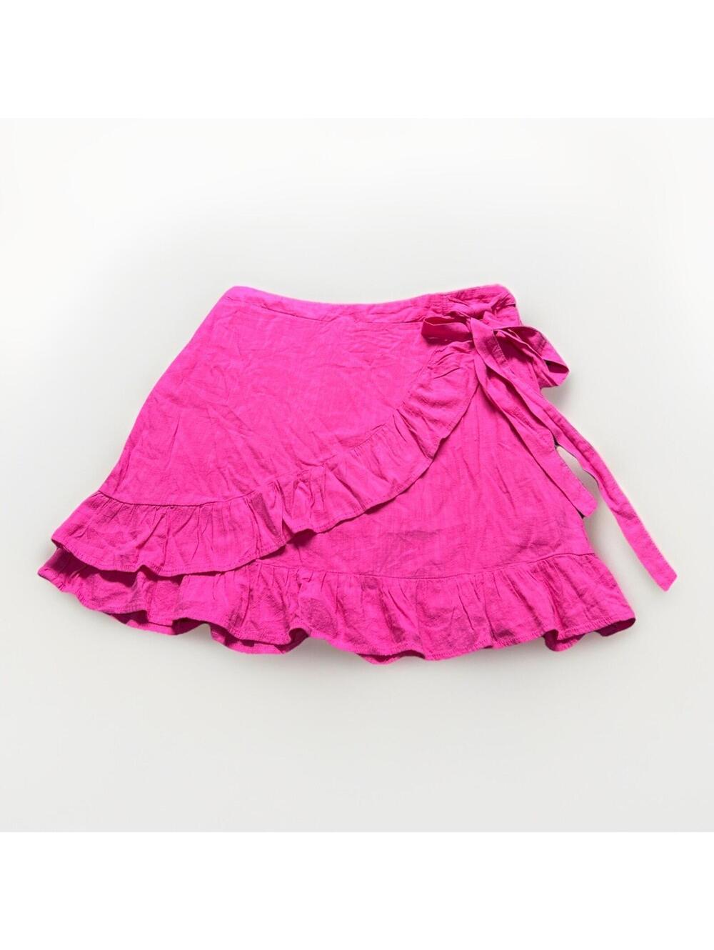 CATO Wrap Skirt Ruffle Casual Bow Everyday Coral Pink L Beachy Fairy Boho Preppy